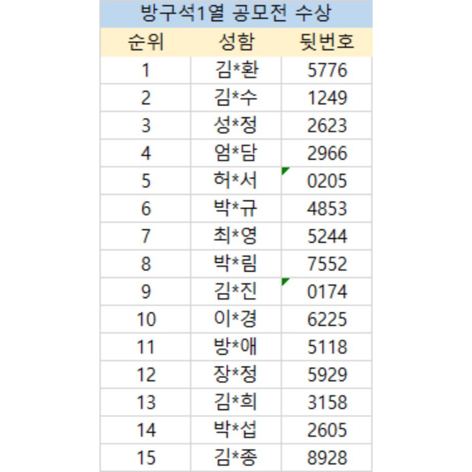 방구석 1열 공모전 수상자 발표 이미지