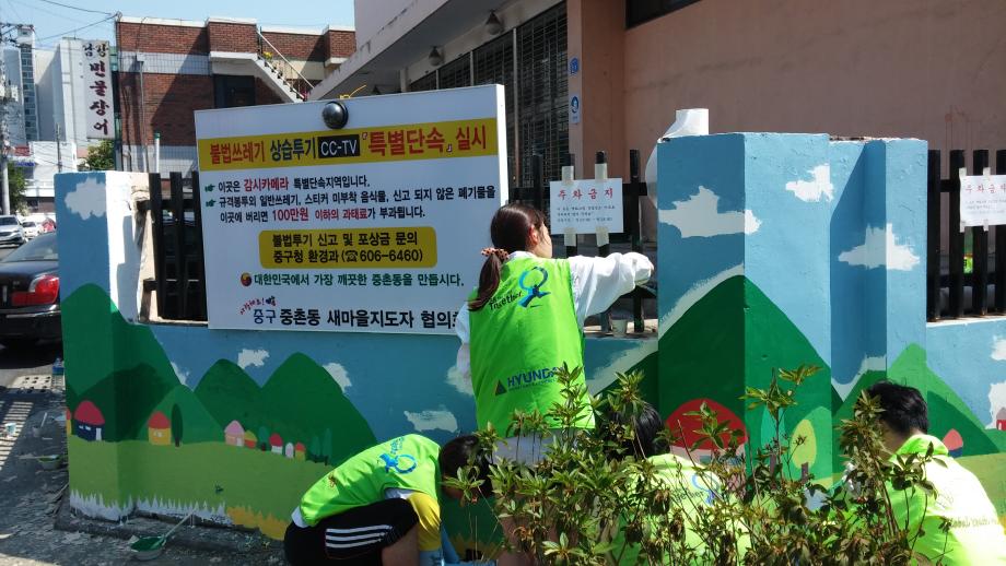 중앙고등학교 학생체육관 담벼락 벽화 그리기 이미지